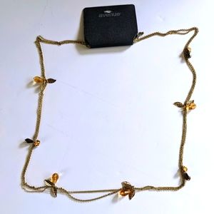 New Apt 9 Three Strand Necklace with Leaves & Stones